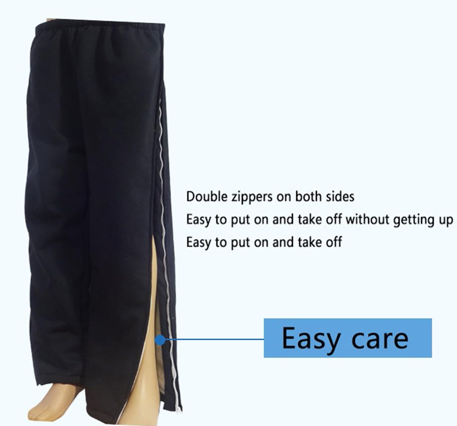 REHOOF Pantaloni Termici con Cerniera Laterale, Pantaloni da Jogging A Gamba Larga, Pantaloni Riabilitativi per Uomo, Facili da Indossare E da Togliere per Ospedali, Assistenza Domiciliare Men A,L