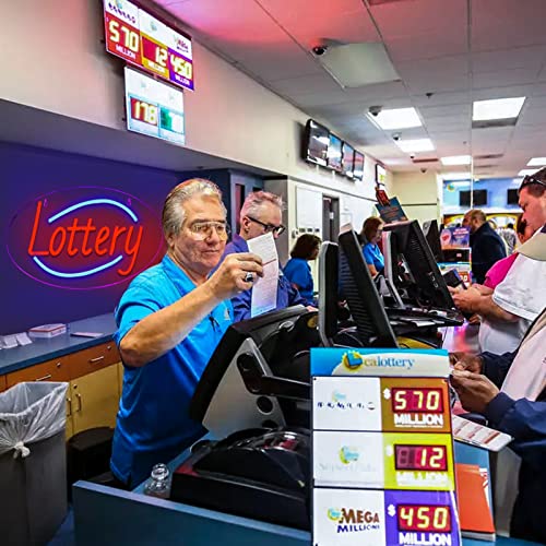 Image of Lottery Neon Signs for Wall Decor Neon Lights for Business Led Signs Suitable for Lottery Store Convenience Stores Supermarkets Office Bar Pub 5V Power Adapter 16.1 * 9 Inch(Red + Azure)
