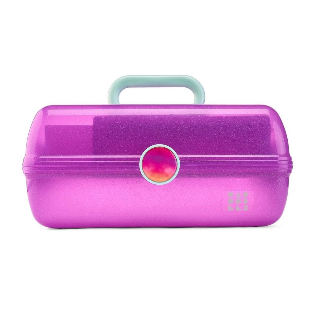 Caboodles On-The-Go Girl Makeup Box, Purple Sparkle, Show Girl Collection, Hard Plastic Makeup Organizer Box, Built-In Mirror, Secure Latch for Safe Travel, Spacious Storage for Large Items