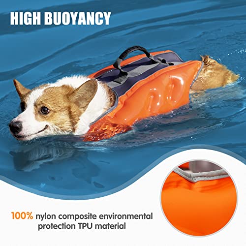 Heywean Dog Life Jacket Inflatable Safety Vest With Rescue Handle Waterproof Nylon Fabric Lightweight And Foldable Vest For Puppies Small Medium Large Dogs Swimming Summer Dog Vest #TOP2