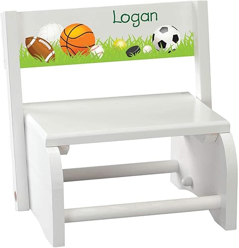 Miniatura 10 de Fox Valley Traders Taburete y silla 2 en 1 para niños, diseño de madera blanca, mariposa y flor con nombre personalizado Mariposa y