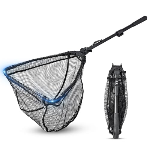 BNGXR Épuisette Pêche Pliable, Caoutchouc Filet...