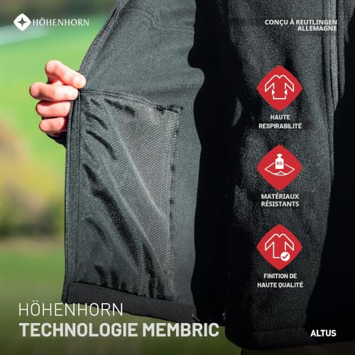 Höhenhorn Altus Veste softshell pour homme - Veste fonctionnelle d'extérieur - Veste de loisirs - Imperméable - Respirante - Chaude - Avec doublure intérieure en micropolaire, Bleu nuit, L – vue 5