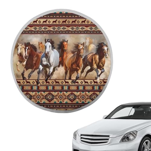 Image of Aztec Horses Steering Wheel Sunshade Cover Foldable Sun Shade for UV Protection Car Interior Accessories for Sun Heat Universal Steering Wheel Cover for Car Truck SUV Van