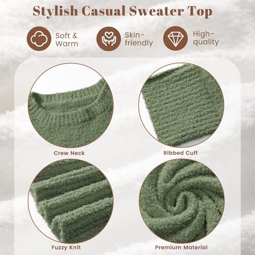 Image of Women's Oversized Crewneck Sweaters, Long Sleeve Fuzzy Knit Casual Chunky Warm Fall Pullover Sweaters Top Trendy Outfits