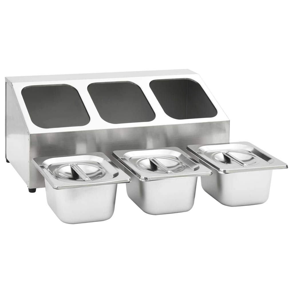Gastronorm - Contenedor con 3 sartenes GN 1/6 de acero inoxidable
