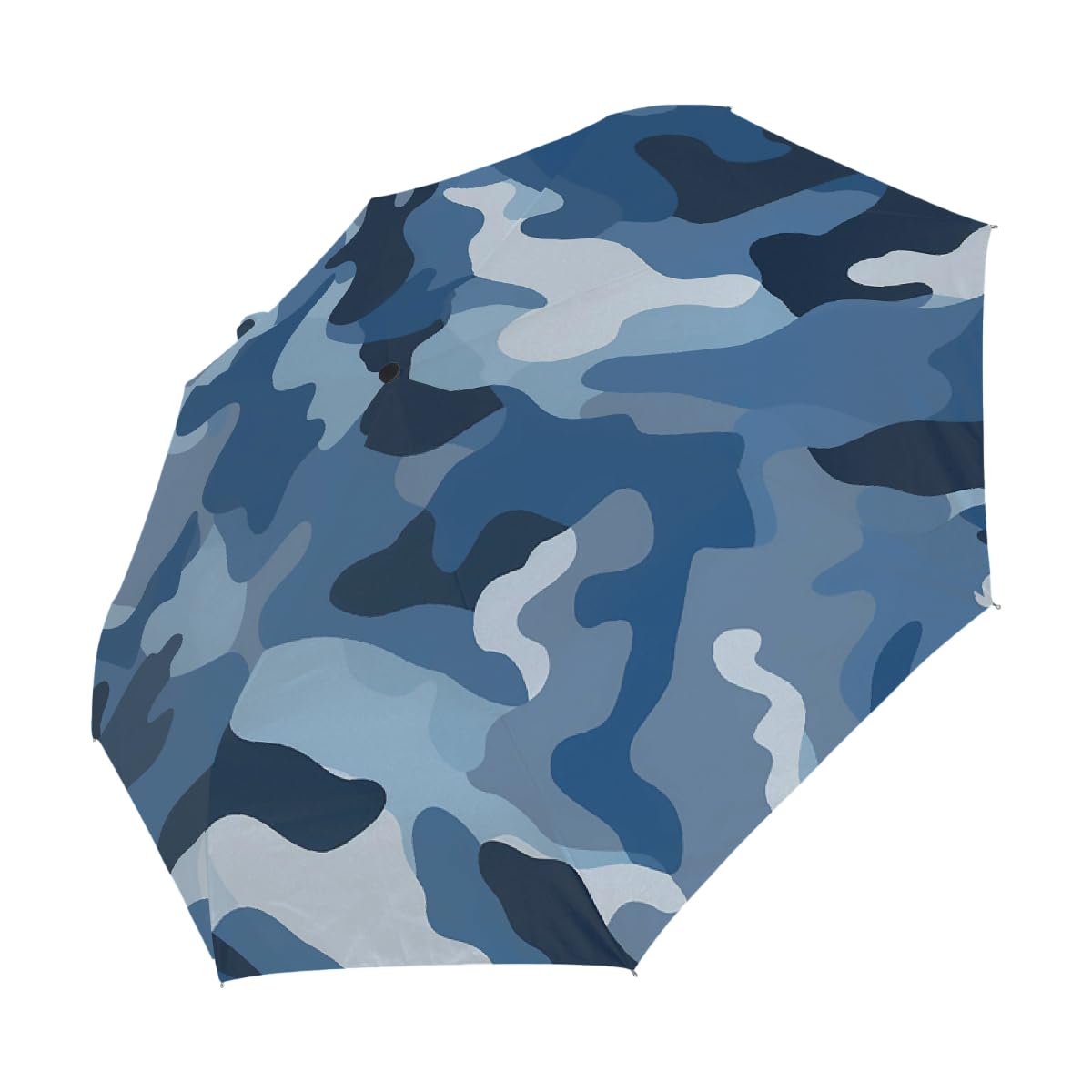 Ombrello pieghevole da viaggio classico blu mimetico ombrello compatto antivento impermeabile con protezione UV rivestimento nero leggero 8 coste portatile per pioggia sole