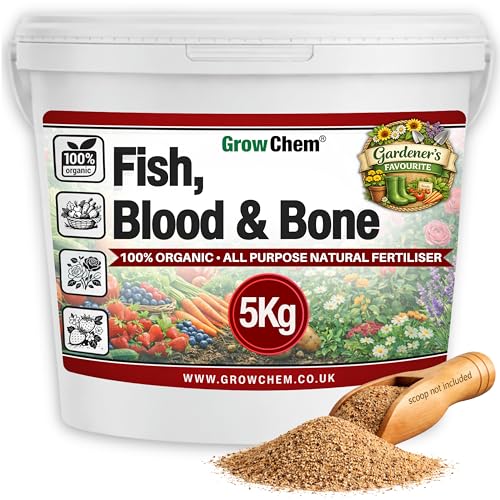 Grow Chem Fish Blood & Bone Fertiliser (5KG Bucket) Multi-Purpose Organic Fertiliser for Plants & Lawns Nutrient-Packed Plant Food and Soil Activator for Strong Healthy Produce Flowers & Lawns