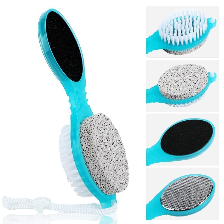 Foot Brush And Pumice Stone - 4 Pack Foot Brush Scrubber For Shower 4 In 1 Pedicure Feet Exfoliator For Foot Care - Purple And Blue 1 Pcs-image-6