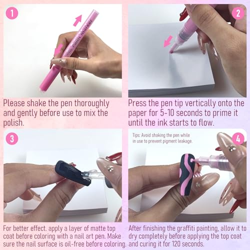 Image of 12 Color Nail Art Pens, 0.7 MM Nail Art Markers Nail Polish Pens Set Drawing Nail Paint Pens, Waterproof and Quick-drying Nail for DIY Design Manicure Design Tools