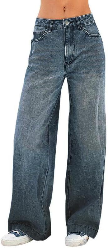 EMMIOL Women Baggy Jeans Mid-Low Waist Boyfriend Streetwear Vinta...