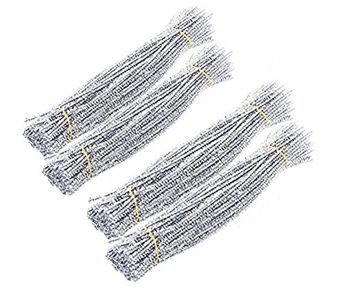 Tech-P® Creative Life Glitter Arts Chenille Stem Class Pack Tinsel Stems, 6Mmx 12-Inch,400 Pack(Silver) #TOP5