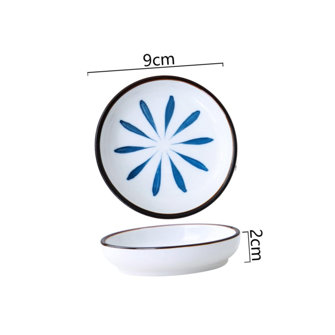 OFFSCH 4-piece Sauce Plate Set Multi-function Ceramic Dishes for Soy Sauce Dipping Seasonings Dinner Table Dec