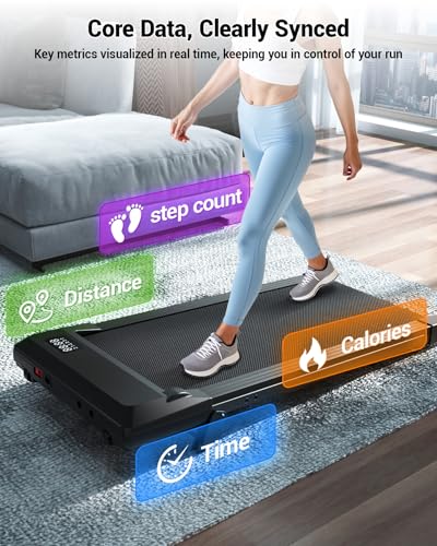 Image of DeerRun Under Desk Walking Pad Treadmill for Home & Office, 6% Manual Incline, 0.6-3.8 MPH Walking Speed, 300 lb Capacity, App & Remote Control