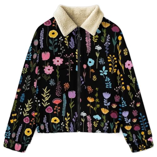 Chaqueta de invierno con estampado floral de flores silvestres 3