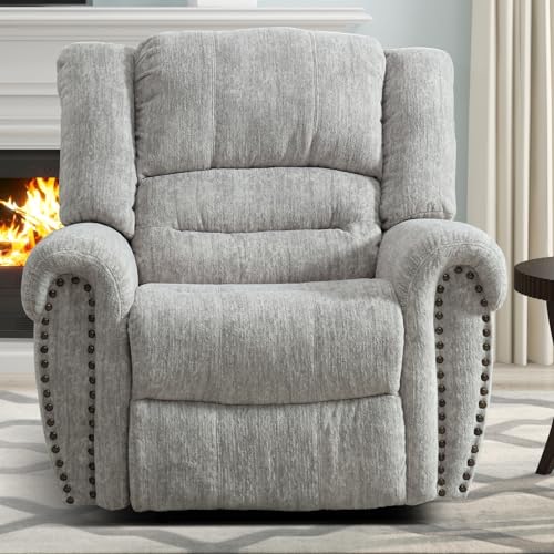Image of CANMOV Manual Recliner Chair Set of 2, Classic and Traditional Manual Recliner Chair with Comfortable Arms and Back Single Sofa for Living Room, White Grey