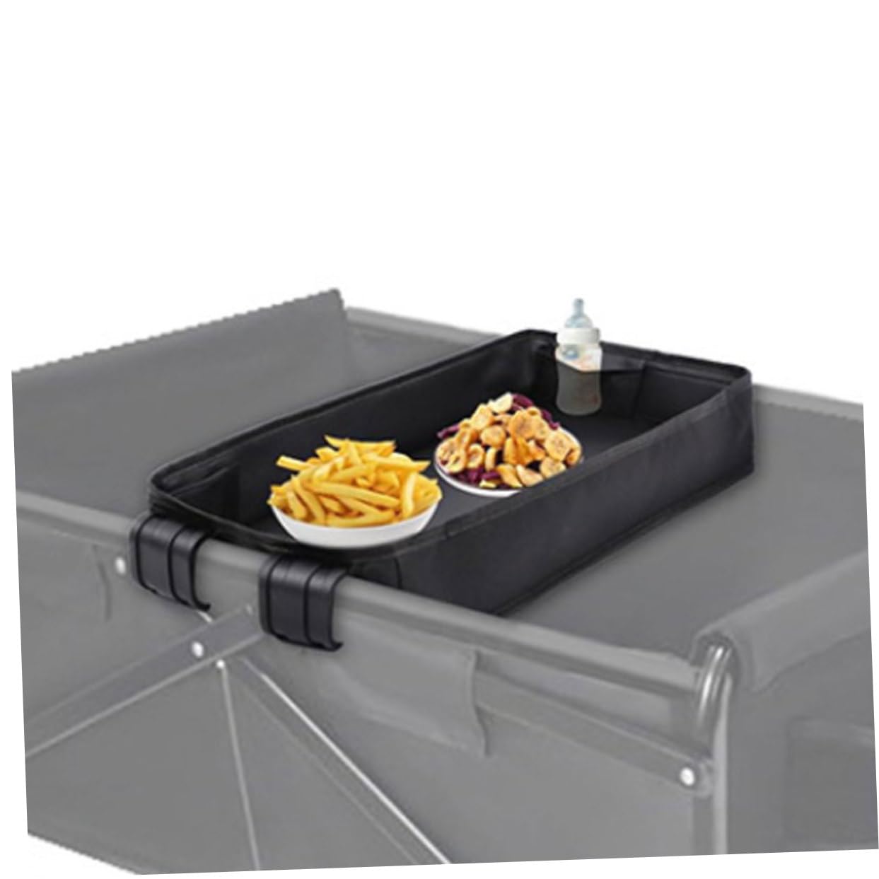 TOYANDONA Cesta Para Cochecito De Niño Soporte Para Snacks Porta Vaso y Organizador Accesorio Clip Carrito De Niño Xl Negro