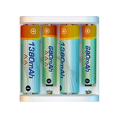 ISDT A4 Smart Battery Charger AA & AAA 10500 12500 Battery of NiMH NiCd Li-lon LiFePO4 Rechargeable Batteries with USB Port (White)