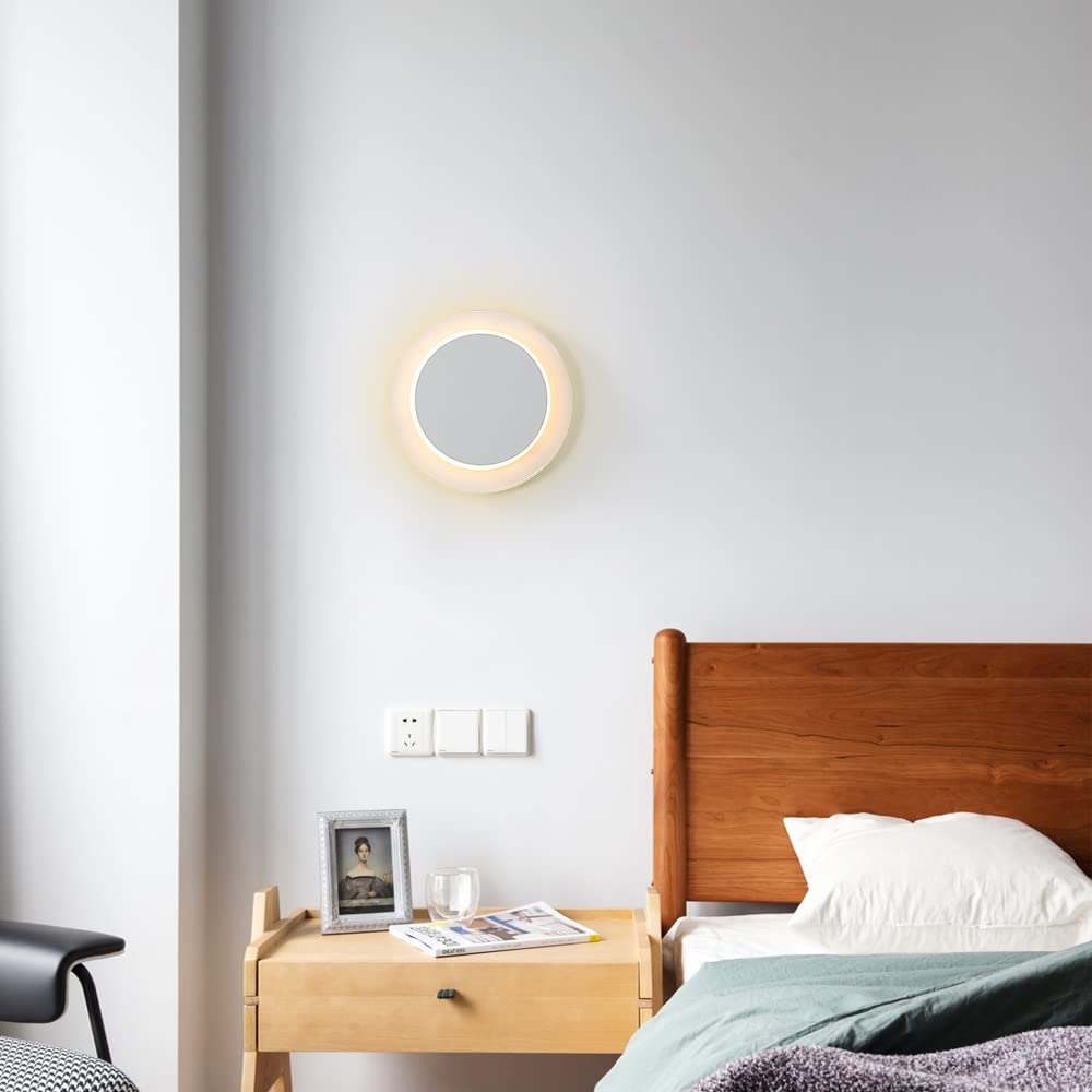 DELIPOP Appliques Murales Interieur Blanc, 10W Moderne Lampe Murale LED, Créatif 2 en 1, 360° Rotative 3000K Blanc Chaud Eclairage Lumière Pour Salon Salle Escalier Chambre