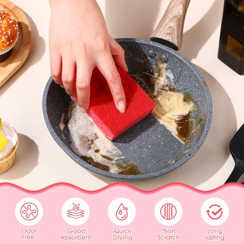 Image of Tioncy 24 Pcs Pink Kitchen Sponge Non-Scratch Scrub Washing Dishes Sponge Bulk Multi Use Dual Sided Scrub for Kitchen Bathroom, Household Cleaning