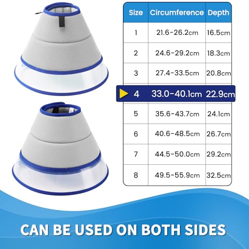 Halskrause Hund Weich, Schutzkragen Leckschutz Hund, Atmungsaktive Hunde Halskrause, Einstellbarer Hundekragen Leckschutz, Leicht Halskrausen für Hunde, Haustier Elisabethanischer(Size 4, Gray)