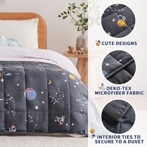 anfie Weighted Blanket Kids (50"x60" 5lbs), Weighted Blanket Cooling Blanket for Sleeping,Throw Size Breathable Blanket with Premium Glass Bead(Space Grey)