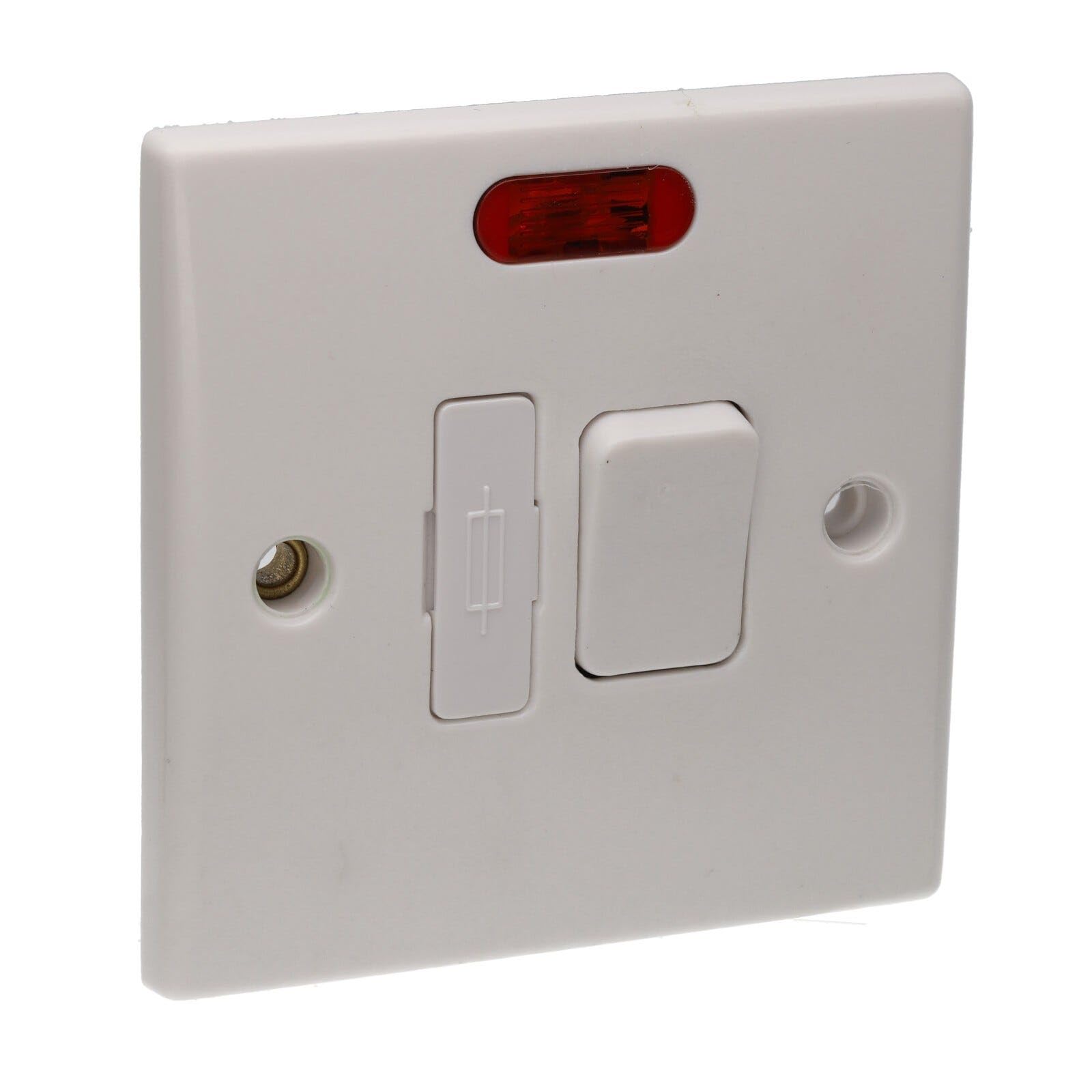 Kenable White Switched Fused Spur 13A Double Pole With Rounded Faceplate - Curved Edge Design For Internal Use