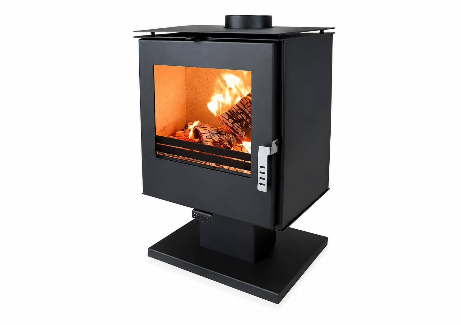 VERSO RHEIA P Kaminofen 5 kW Holzofen – Moderner Kaminofen freistehend, EEK A+, BImSchV Stufe 2, energieeffizienter Ofen für Wohnraum, Stahl Kaminofen Holzheizung