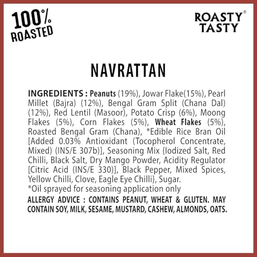 Image of Roasty Tasty Navratan Mix 200g | Healthy Roasted Namkeen with Millets, Peanuts & Dry Fruits | No Palm Oil Snacks & Millet Namkeen | No Added Sugar | Protein-Rich Indian Snack | Guilt-Free Tea Time Mix | Clean Label Snacks for Adults