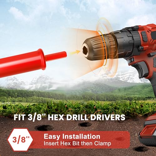TCBWFY 4"x12" Auger Drill Bit for Planting Digging Holes,Garden Plant Flower Bulb Auger Spiral Drill Rapid Bulb Planter Earth Auger Bit Post or Umbrella Hole Digger for 3/8" Hex Drive by TCBWFY - Image 3