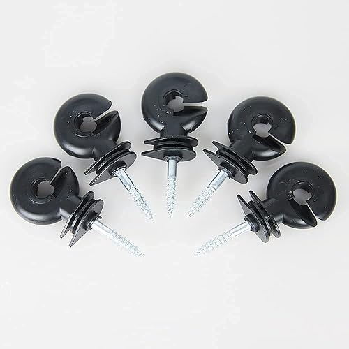 Miniatura 5 de Aislador de cerca eléctrico negro, aislador de rosca, 25 unidades