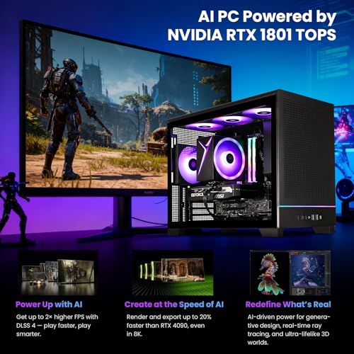 Image of STORMCRAFT PC Gamer Viper AI Gaming PC,Intel i7 14700F 5.4GHz, GeForce RTX 5060,32GB DDR5 RGB RAM 6000MHz,1TB NVMe SSD, B760 Chipset,650W Gold PSU,WiFi,Bluetooth,Win 11 Home Prebuilt Tower Computer
