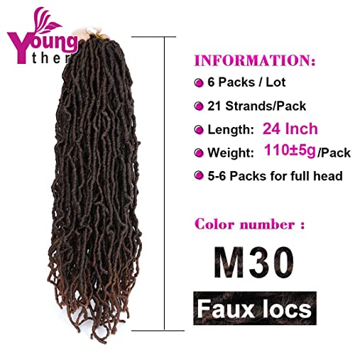 6 Packs New Faux Locs Brown Crochet Hair Most Natural New Soft Locs Crochet Hair New Ombre Goddess Locs Crochet Hair For Black Women (24Inch 6Packs, M30) #TOP1