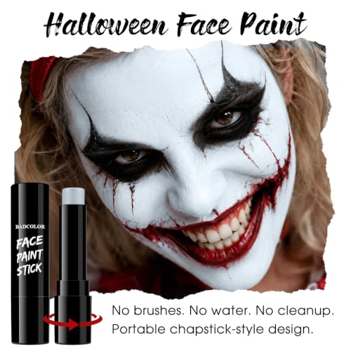 Image of BADCOLOR Zombie Blue Face Body Paint, Waterproof Eye Black Stick for Adults and Kids, Professional Facepaint for Zombie Homestuck Grayscale Skeleton Ice Queen Tin Man Mime