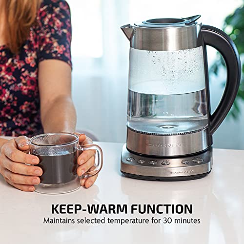 Image of OVENTE 1.7L Glass Electric Kettle with Tea Infuser, Silver KG733S