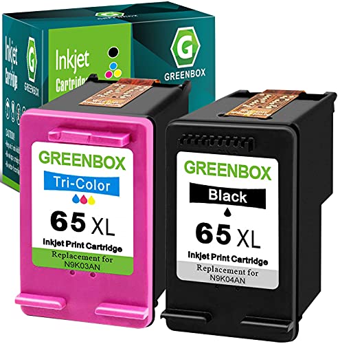 GREENBOX Remanufactured Ink Cartridge 65 Replacement for HP 65XL 65 XL N9K03AN for HP Envy 5055 5052 5058 DeskJet 3755 2655 3720 3721 3722 3723 3752 3730 3758 2652 2624 2622 (1 Black 1 Tri-Color)