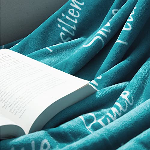 Bedsure Get Well Soon Gifts For Women - Healing Thoughts Throw Blanket Teal Soft Fleece Blanket With Inspirational Positive Energy, Perfect Sympathy Breast Cancer Gifts #TOP2