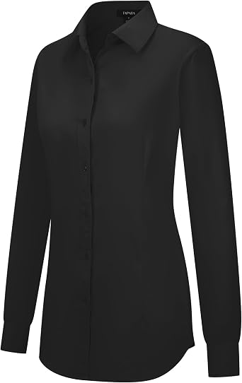 Tapata Womens Classic Button-Down Blouse Formal Work Dress Fitted Shirts Collared Long Sleeve Business Top