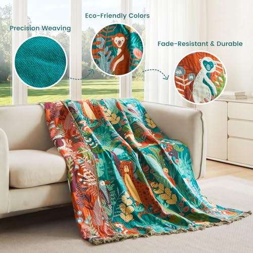Image of MSGKV Throw Blanket 60 inchx80 inch Cotton Tiger Twin Blanket for Couch Sofa Bed