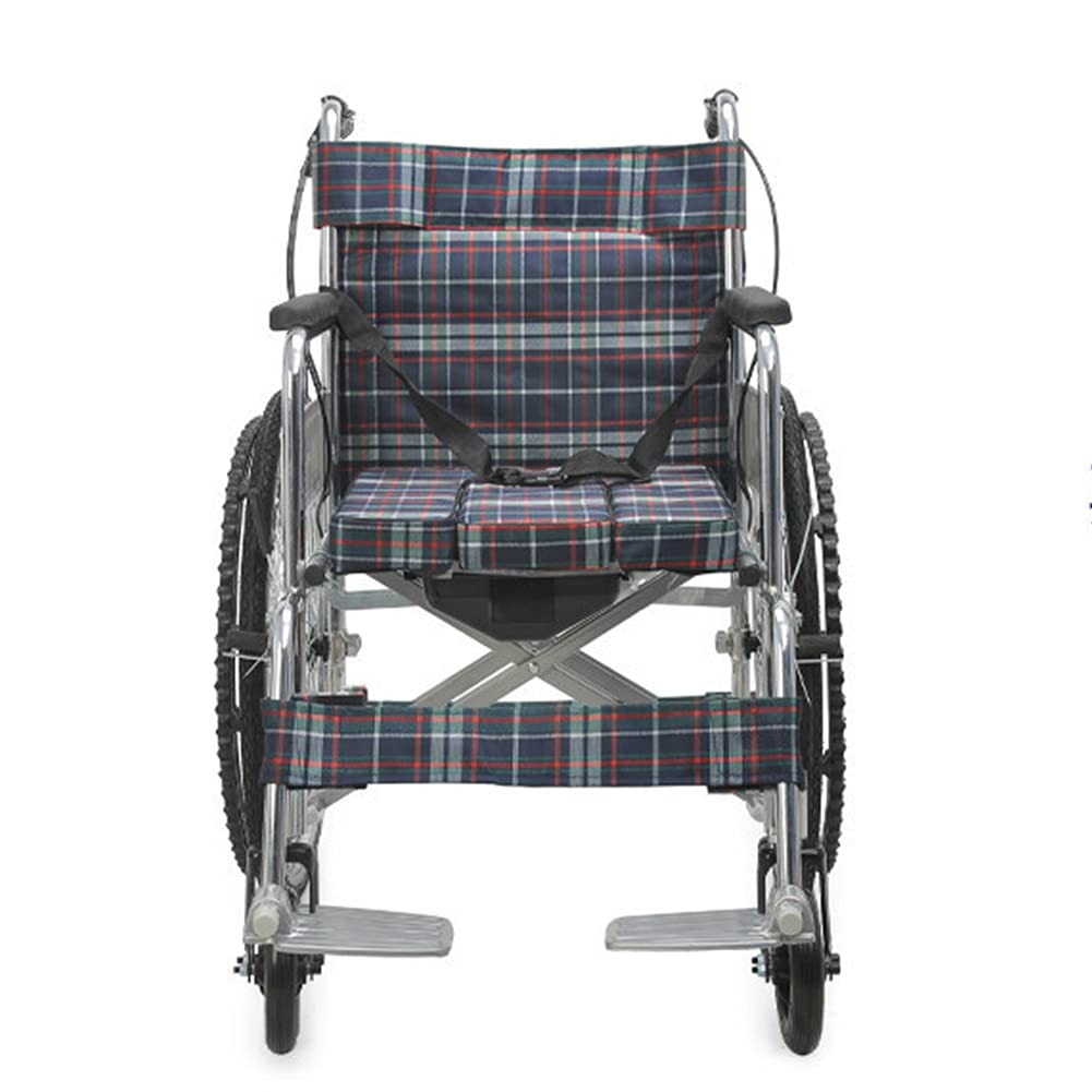 Samobieżne Wózki Inwalidzkie Dla Dorosłych ， Wózki Inwalidzkie Składane Lekkie Samobieżne ， Ręczny Samobieżny Aluminiowy Wózek Inwalidzki/Black/Plaid Ox Cloth