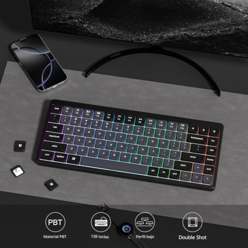 Teclas transparentes PBT de perfil bajo y doble disparo gris oscuro violeta 7