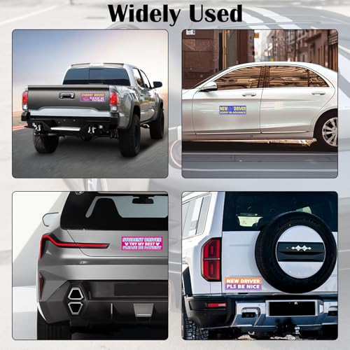 Image of 5Pcs Magnetic Car Stickers, Magnetic New Driver Stickers Removable Novice Driver Accessories Safety Sign Car Student Driver Assistance Tools, Student Driver Magnet for Car Accessories Bumper