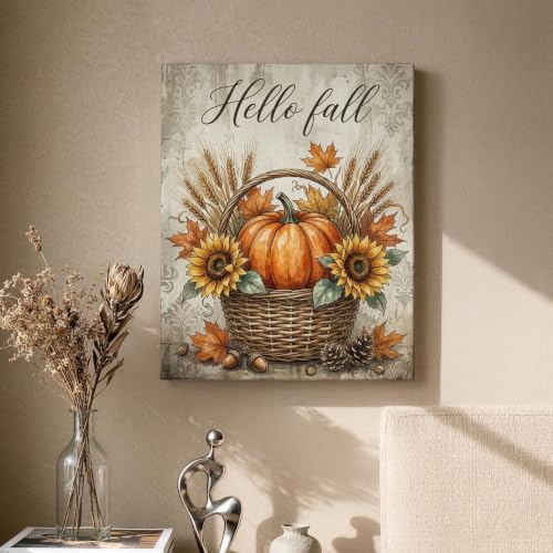 Pintura para colgar en pared con diseño de girasol y trigo rústico de 16x20 pulgadas 2