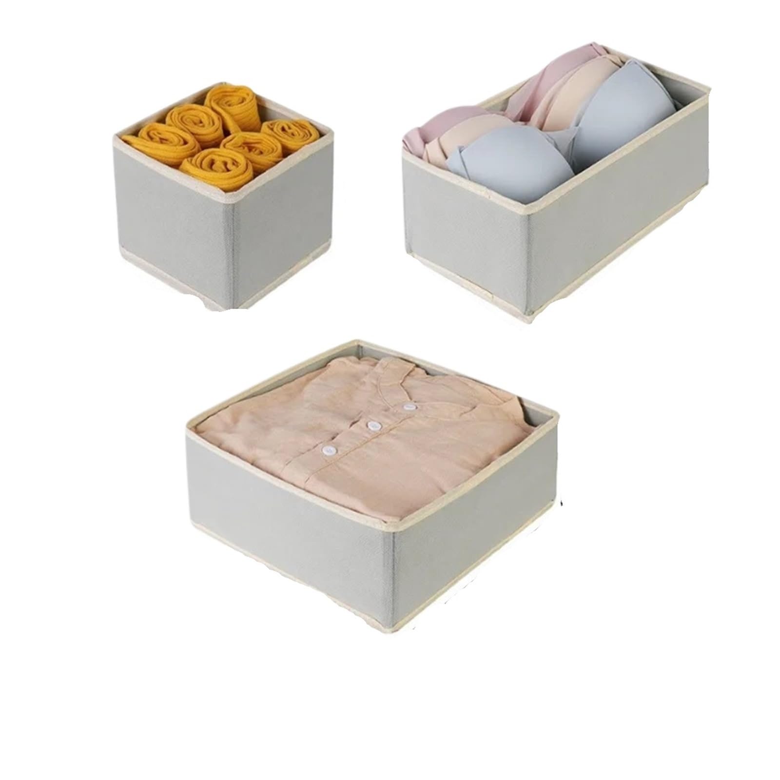 Pudełko do przechowywania bielizny, Składany, sześcioczęściowy zestaw z włókniny(Lightgrey 3pcs)