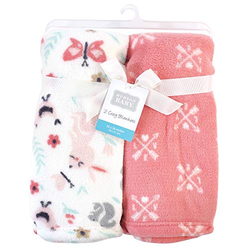 Image of Hudson Baby Unisex Baby Silky Plush and Coral Fleece Blanket, Sweet Bunny, 30x36 inches (Pack of 2)