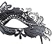Coxeer Masquerade Mask on a Stick Black Halloween Costume Metal Venetian Mask