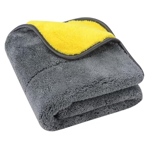 Image of AM Safe-X Microfiber Cloth for Car 850 GSM 40x40 cms 1 Pcs Aqua Blue & Grey Twisted Loop Super Absorbent Towel, Edgeless Design with Plush Pile & Lint Free Cloth for Drying & Detailing