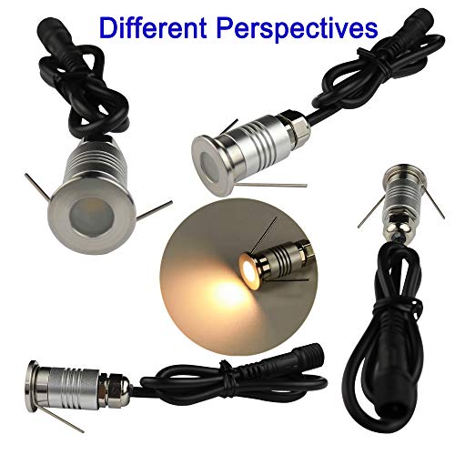 CNBRIGHTER LED Mini In-Ground Well Light-Finger Size,1W 12V DC,120° Wide Beam Angle,IP67 Waterproof,Recessed Marker Indicator Underground Outdoor Landscape Lightings,Warm White(3000K)