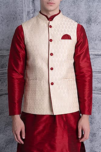 Image of Uri and MacKenzie Men's Silk Blend Kurta Pajama with Designer Ethnic Nehru Jacket /Modi Jacket