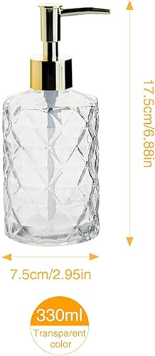 Miniatura 6 de Dispensador de jabón  Paquete de 2 dispensadores de jabón de manos recargables de vidrio de diamante transparente, dispensador de jabón para manos y